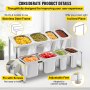 VEVOR Expandable Spice Rack, 13.8"-23.6" Adjustable, 2-Tier Stainless Steel Organizer Shelf with 4 1/9 Pans 4 1/6 Pan 8 Ladles, Countertop Inclined Holder for Sauce Ingredients Fruits, for Kitchen Use