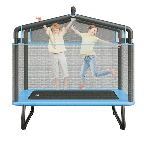 CalmMax 6FT Kids Trampoline With Swing, Rectangle Toddler Trampolines With Enclosure Safety Net