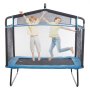 des enfants sautant sur un trampoline pour enfants VEVOR avec filet de sécurité, s'amusant et profitant des jeux en plein air.