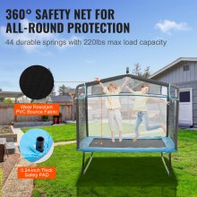 VEVOR 6FT Trampoline for Kids, 72" Indoor/Outdoor Toddlers Trampoline, Mini Baby Trampoline with Safety Enclosure Net, Gymnastics Bar, Hammock, Recreational Trampoline Birthday Gift for 3+ Years Kids