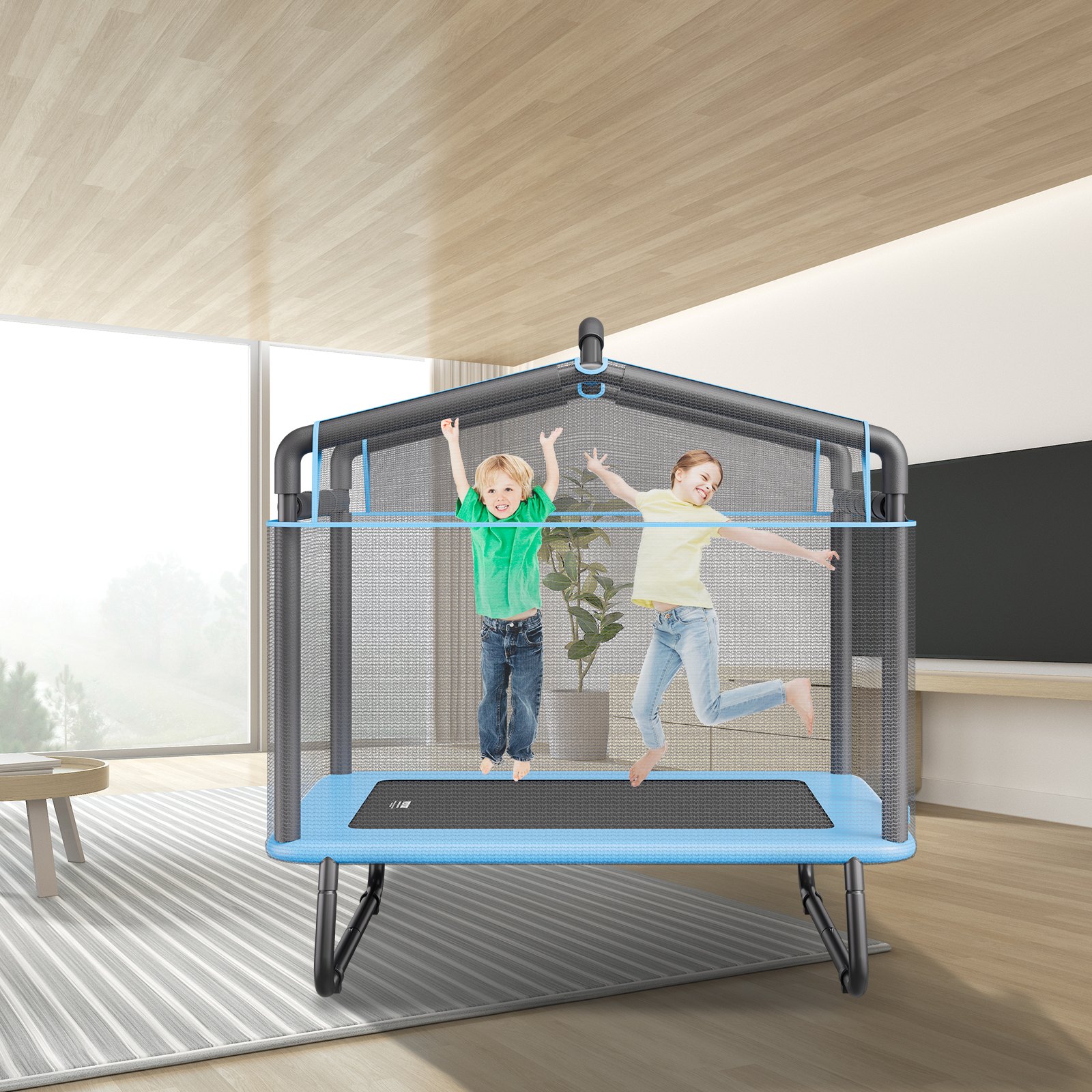 VEVOR 6FT Trampoline for Kids, 72" Indoor/Outdoor Toddlers Trampoline, Mini Baby Trampoline with Safety Enclosure Net, Gymnastics Bar, Hammock, Recreational Trampoline Birthday Gift for 3+ Years Kids