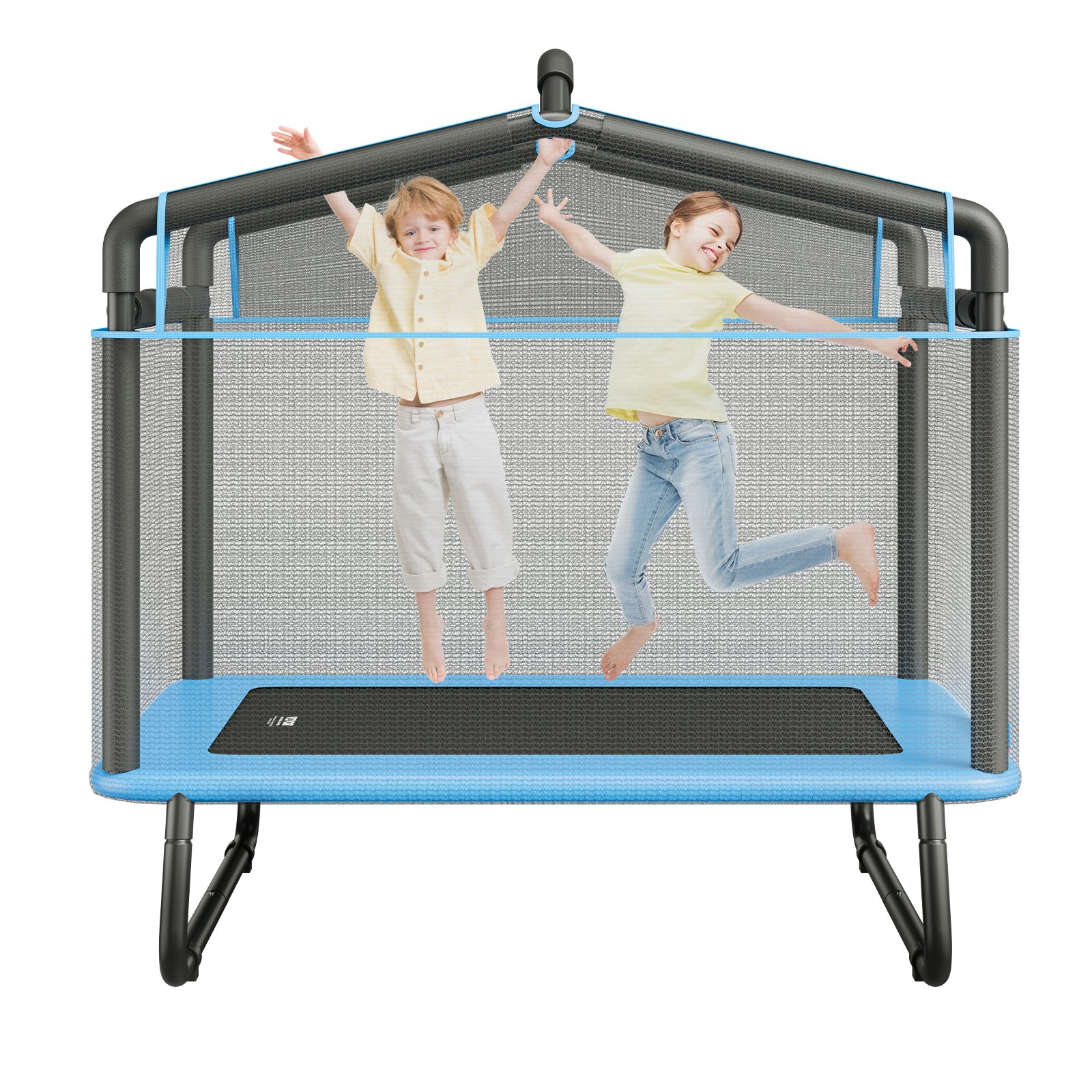 VEVOR 6FT Trampoline for Kids, 72" Indoor/Outdoor Toddlers Trampoline, Mini Baby Trampoline with Safety Enclosure Net, Gymnastics Bar, Hammock, Recreational Trampoline Birthday Gift for 3+ Years Kids