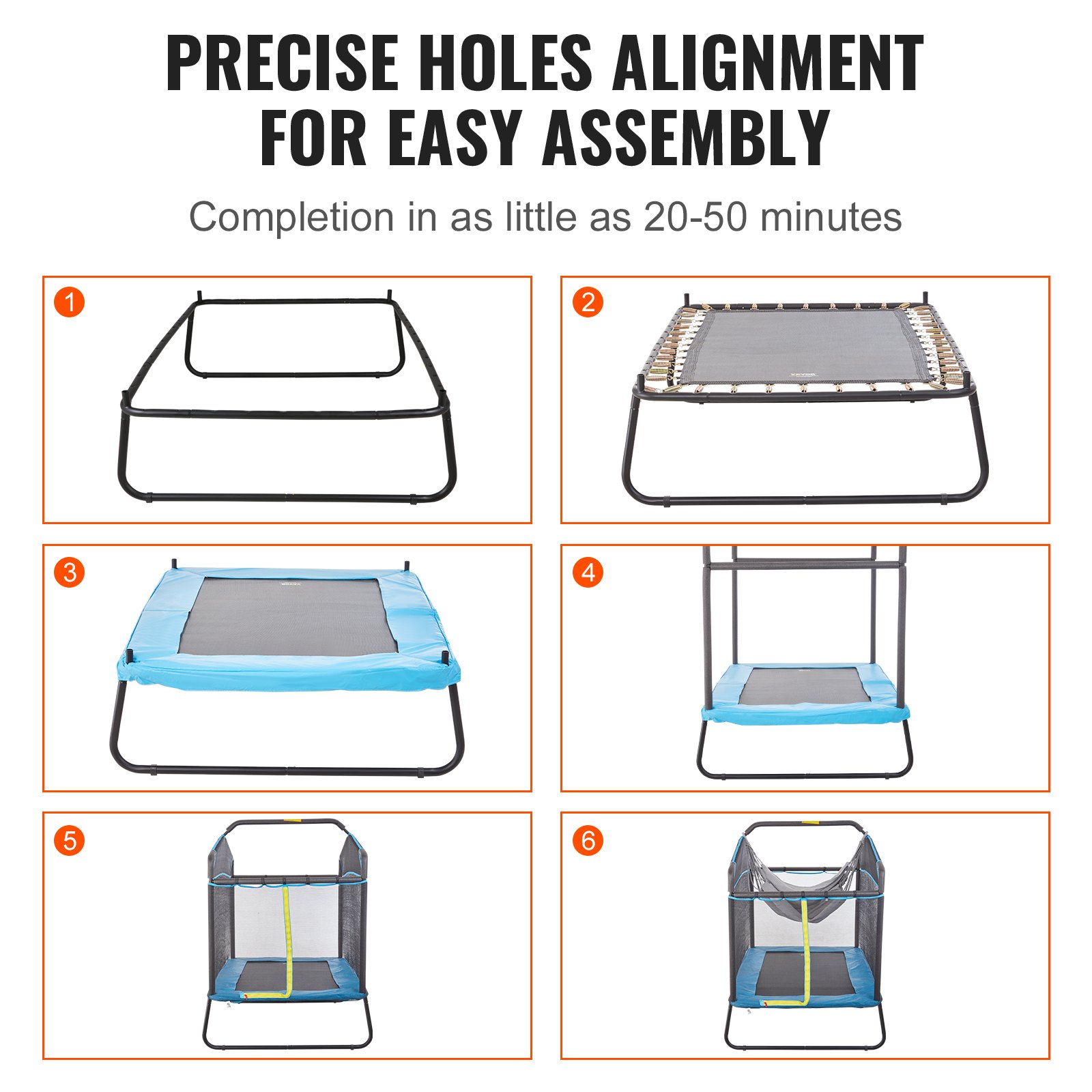 VEVOR 6FT Trampoline for Kids, 72" Indoor/Outdoor Toddlers Trampoline, Mini Baby Trampoline with Safety Enclosure Net, Gymnastics Bar, Hammock, Recreational Trampoline Birthday Gift for 3+ Years Kids