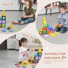 VEVOR Magnetic Tiles Magnetic Building Toy 56 PCS Magnet Blocks for Kids 3D Set