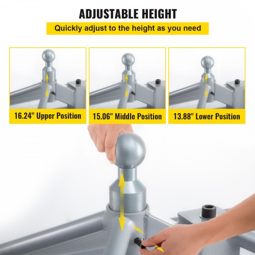 VEVOR 5th Wheel Hitch, Gooseneck Mount, Trailer Hitch Adapter, 12.6" Tall Aluminum Base, 22046 lbs GTWR, 4409 lbs Tongue Weight, Fit Most Trucks with Gooseneck Hitch Balls