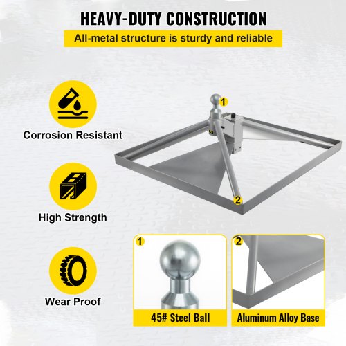 VEVOR 5th Wheel Hitch, Gooseneck Mount, Trailer Hitch Adapter, 12.6" Tall Aluminum Base, 22046 lbs GTWR, 4409 lbs Tongue Weight, Fit Most Trucks with Gooseneck Hitch Balls