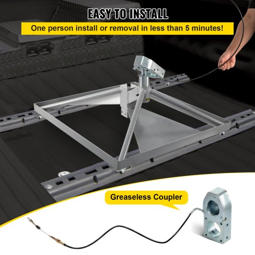 VEVOR 5th Wheel Hitch, Gooseneck Mount, Trailer Hitch Adapter, 12.6" Tall Aluminum Base, 22046 lbs GTWR, 4409 lbs Tongue Weight, Fit Most Trucks with Gooseneck Hitch Balls