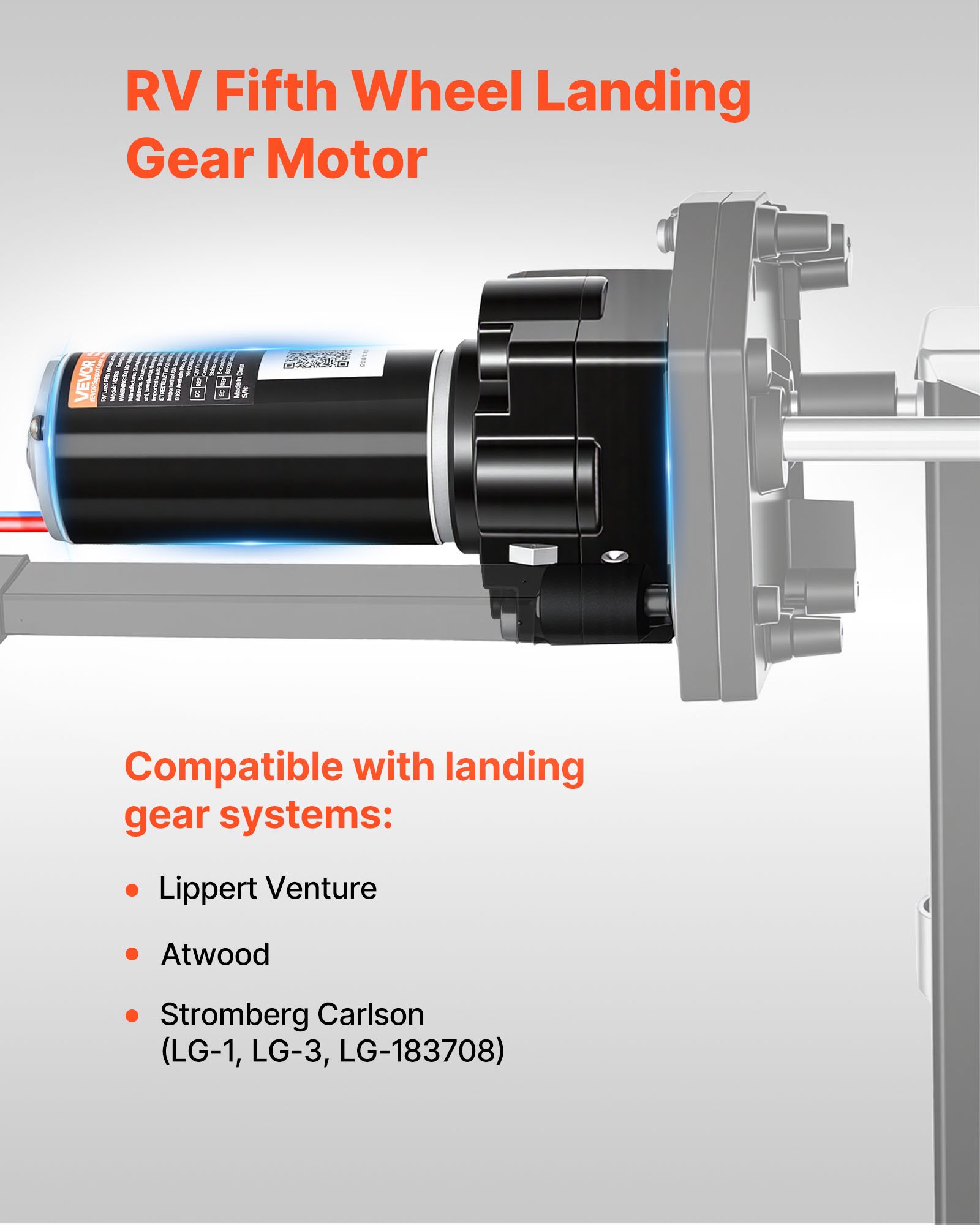 VEVOR RV 5th Wheel Landing Gear Motor, Replaces LG-142178, 2500 kg Capacity, 300W RV Fifth Wheel Power Landing Gear Motor Compatible with Lippert Venture, Atwood, Stromberg Carlson Systems, Black