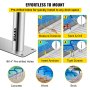 VEVOR Pool Handrail, 32 x 22.5 Swimming Pool Stair Rail, 304 Stainless Steel Stair Pool Hand Rail Rated 375lbs Load Capacity, Pool Rail with Quick Mount Base Plate, and Complete Mounting Accessories