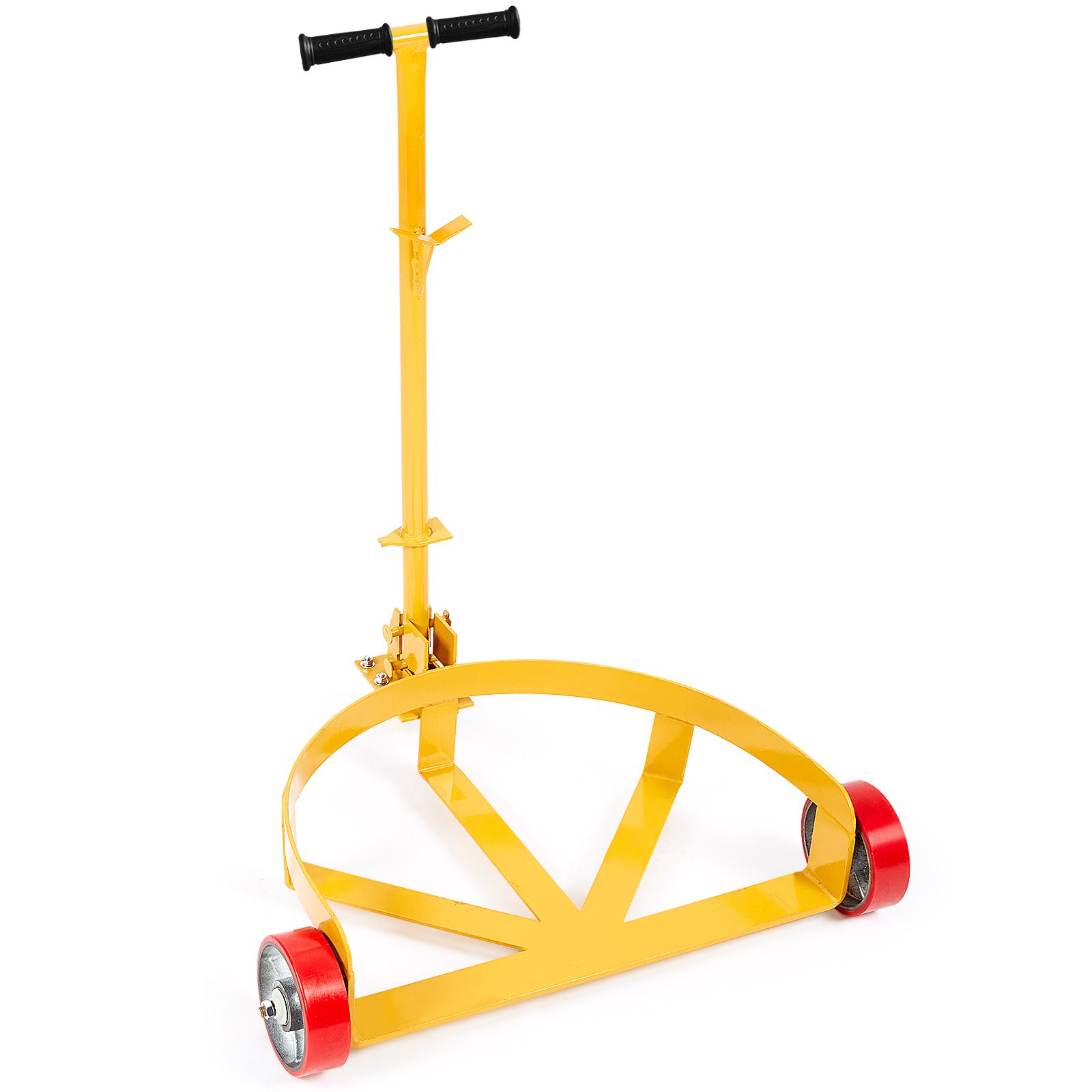 VEVOR 250L Drum Dolly, 544 kg Load Capacity, Barrel Dolly Cart Drum Caddy Round Dolly Steel Low Profile, Heavy Duty Steel Frame with Adjustable Handle 3 Wheels, for Workshop Factory Warehouse