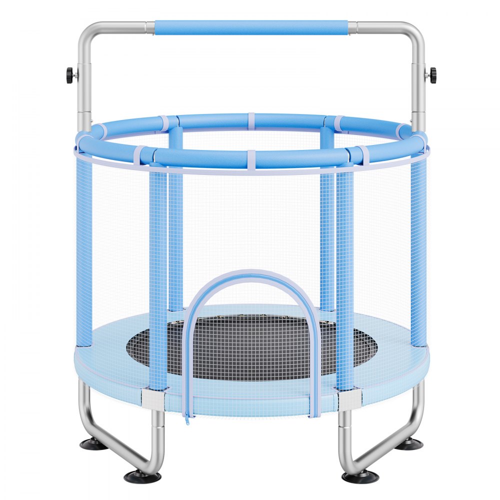 VEVOR 55" Kids Trampoline, 4.6FT Indoor Outdoor Trampoline, Mini Toddler Recreational Trampolinewith Safety Enclosure Net and Basketball Hoop, Birthday Gifts Christmas Toys for 3+ Years Children, Blue