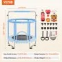 VEVOR 55" Kids Trampoline, 4.6FT Indoor Outdoor Trampoline, Mini Toddler Recreational Trampolinewith Safety Enclosure Net and Basketball Hoop, Birthday Gifts Christmas Toys for 3+ Years Children, Blue