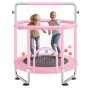 VEVOR 55" Kids Trampoline, 4.6FT Indoor Outdoor Trampoline, Mini Toddler Recreational Trampolinewith Safety Enclosure Net and Basketball Hoop, Birthday Gifts Christmas Toys for 3+ Years Children, Pink