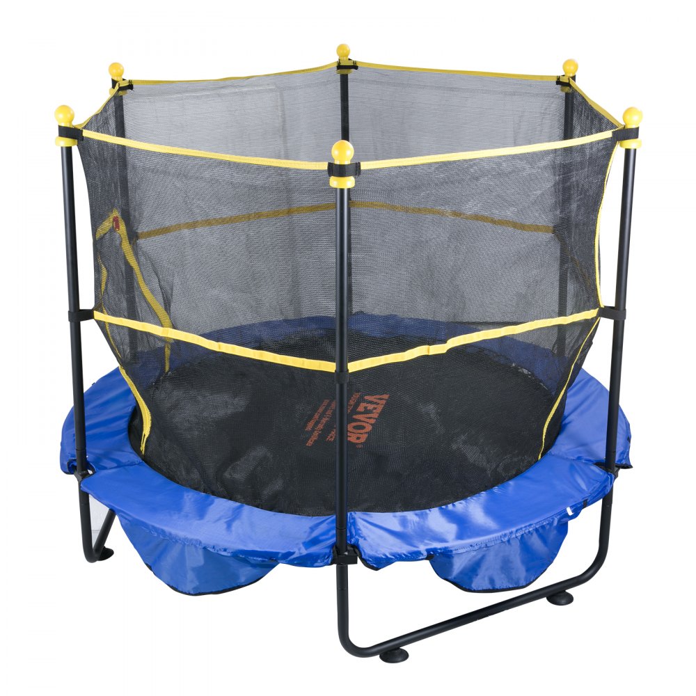 VEVOR 5FT Trampoline for Kids, 60" Indoor Outdoor Trampoline with Safety Enclosure Net, Basketball Hoop and Ocean Balls, Mini Toddler Recreational Trampoline Birthday Gifts for 3+ Years Kids