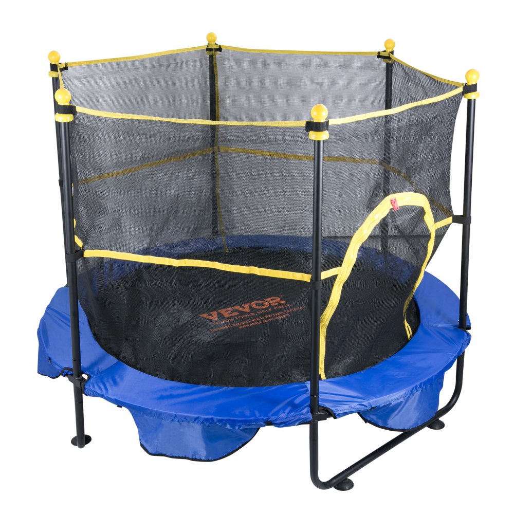 VEVOR 5FT Trampoline for Kids, 60" Indoor Outdoor Trampoline with Safety Enclosure Net, Basketball Hoop and Ocean Balls, Mini Toddler Recreational Trampoline Birthday Gifts for 3+ Years Kids