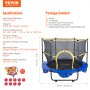 VEVOR 5FT Trampoline for Kids, 60" Indoor Outdoor Trampoline with Safety Enclosure Net, Basketball Hoop and Ocean Balls, Mini Toddler Recreational Trampoline Birthday Gifts for 3+ Years Kids