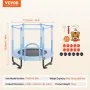 VEVOR 60" Kids Trampoline, 5FT Indoor Outdoor Trampoline, Mini Toddler Recreational Trampolinewith Safety Enclosure Net and Basketball Hoop, Birthday Gifts Christmas Toys for 3+ Years Children, Blue