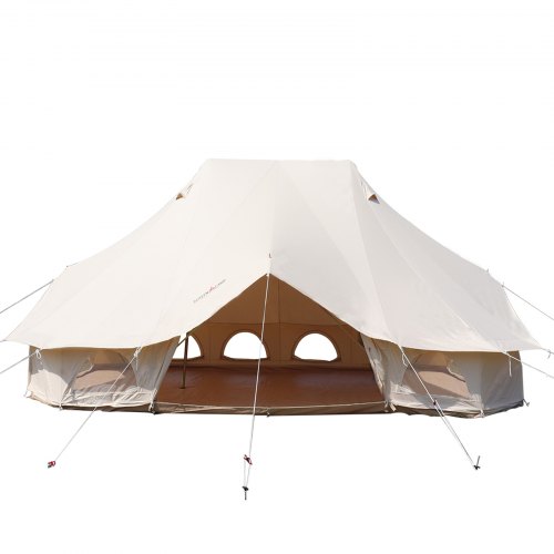 VEVOR 6m Bell Tent 19.7x13.1x9.8 ft Yurt Beige Canvas Tent Cotton Glamping Tents 8-12 Person 4 Season Teepee Tent Portable for Adults Luxury Safari Tent for Family Outdoor Camping Lightweight