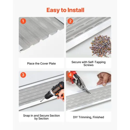 VEVOR 6-Inch Aluminum Gutter Guard With Stainless Steel Micro Mesh – 100ft Heavy-Duty Leaf Guard Kit, Screws Included