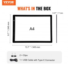 VEVOR A4 LED Light Board USB Powered Tracing Pad 3 Level Dimmable Brightness