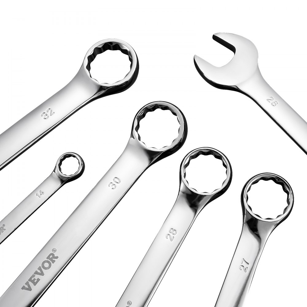 VEVOR Combination Wrench Set, 25-Piece Open End Wrench Set with Roll-up Pouch, Carbon Steel Wrench Set  Metric 6 mm to 32 mm, Ideal for General Household, Garage, Workshop, Auto Repairs, Emergency
