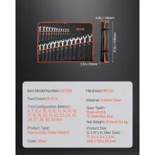 VEVOR Combination Wrench Set, 25-Piece Open End Wrench Set with Roll-up Pouch, Carbon Steel Wrench Set  Metric 6 mm to 32 mm, Ideal for General Household, Garage, Workshop, Auto Repairs, Emergency