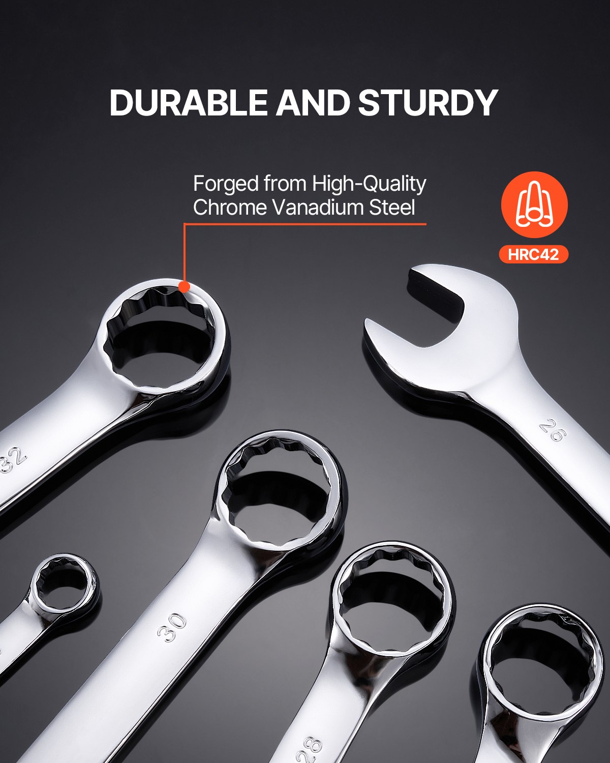 VEVOR Combination Wrench Set, 25-Piece Open End Wrench Set with Roll-up Pouch, Carbon Steel Wrench Set  Metric 6 mm to 32 mm, Ideal for General Household, Garage, Workshop, Auto Repairs, Emergency