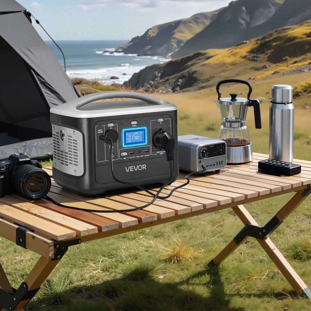 VEVOR Portable Power Station, 600W Solar Generator Power Station, 493Wh LiFePO4 Battery Backup with 7 Output Ports for Home Emergency, Outdoor Camping, RV Travel (Solar Panel NOT Included)