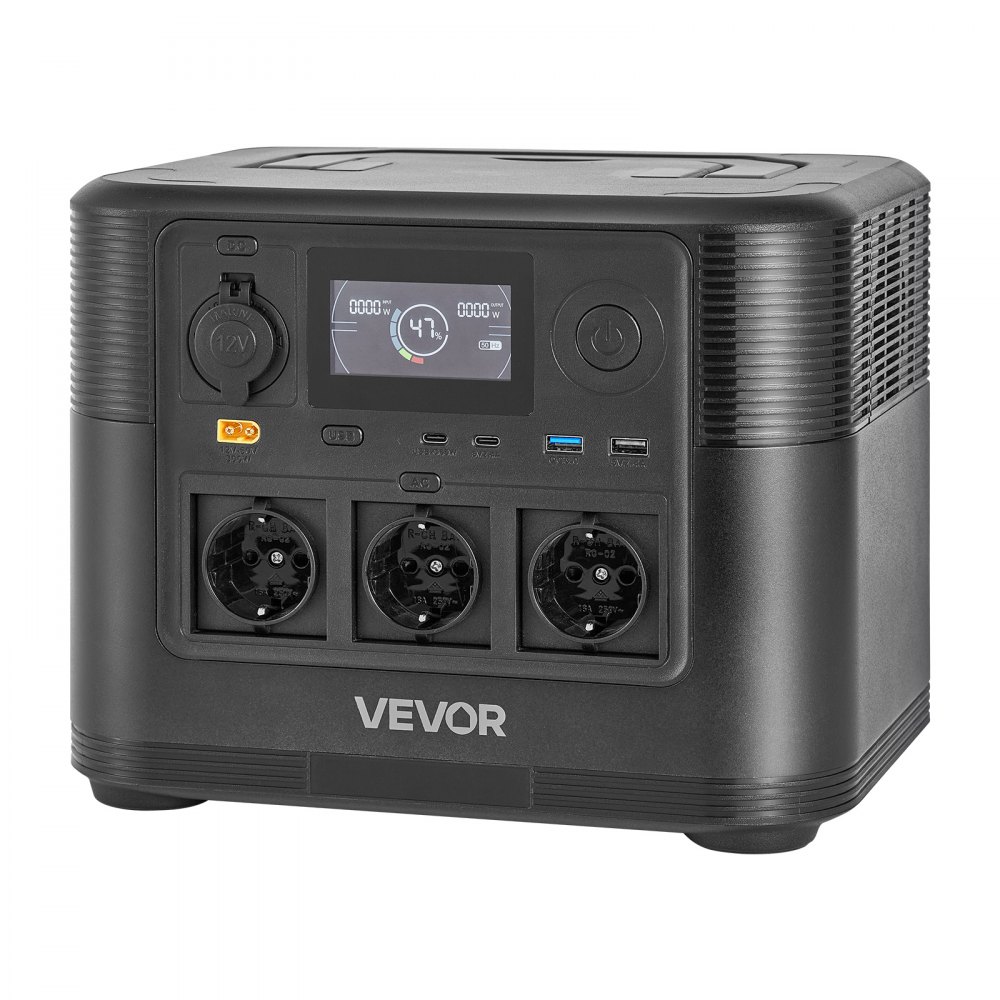 VEVOR Portable Power Station, 1200W Solar Generator Power Station, 806Wh LiFePO4 Battery Backup with 9 Output Ports for Home Emergency, Outdoor Camping, RV Travel (Solar Panel NOT Included)