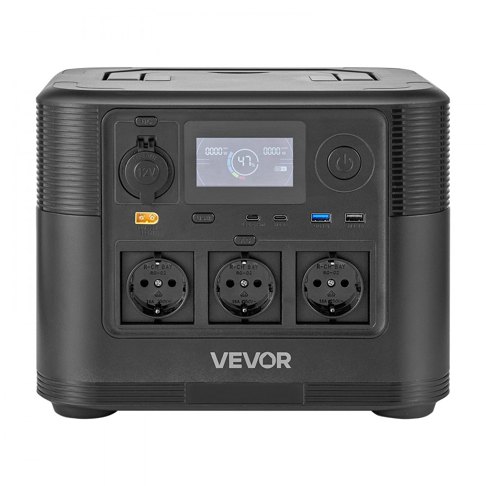 VEVOR Portable Power Station, 1200W Solar Generator Power Station, 806Wh LiFePO4 Battery Backup with 9 Output Ports for Home Emergency, Outdoor Camping, RV Travel (Solar Panel NOT Included)