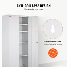 VEVOR Metal Storage Cabinet w/ 3 Keys Adjustable Shelves & Magnetic Door White