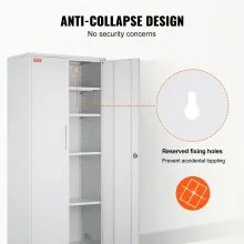 VEVOR Metal Storage Cabinet, Steel Locking Storage Cabinet with 2 Magnetic Doors and 4 Adjustable Shelves, 71'' Metal Cabinet 200 lbs Capacity per Shelf with 3 Keys, for Office, Home, Garage, White