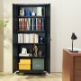 VEVOR Metal Storage Cabinet with Wheels, 190.5 cm Locking Cabinet with 4 Adjustable Shelves & 2 Magnetic Doors, 90.7 kg Capacity per Shelf, Metal Cabinet with 3 Keys for Office, Garage, Home, Black