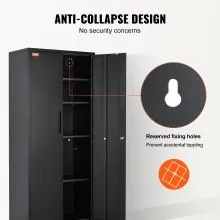 VEVOR Metal Storage Cabinet, Steel Locking Storage Cabinet with 2 Magnetic Doors and 4 Adjustable Shelves, 71'' Metal Cabinet 200 lbs Capacity per Shelf with 3 Keys, for Office, Home, Garage, Black