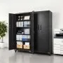 VEVOR Metal Storage Cabinet, 184.5 cm Rolling Steel Garage Cabinet with 4 Adjustable Shelves, 2 Magnetic Doors & 2 Keys, 5 Tiers Lockable Tool Storage for Pantry, Warehouse, Basement, Office, Black
