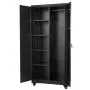 VEVOR Metal Storage Cabinet, 179.5 cm Rolling Steel Garage Cabinet with Adjustable Shelves, 2 Magnetic Doors, Hanging Rod & 3 Rod Hooks, 5 Tiers Lockable Tool Storage for Pantry, Warehouse, Basement