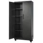 VEVOR Metal Storage Cabinet, 179.5 cm Rolling Steel Garage Cabinet with Adjustable Shelves, 2 Magnetic Doors, Hanging Rod & 3 Rod Hooks, 5 Tiers Lockable Tool Storage for Pantry, Warehouse, Basement