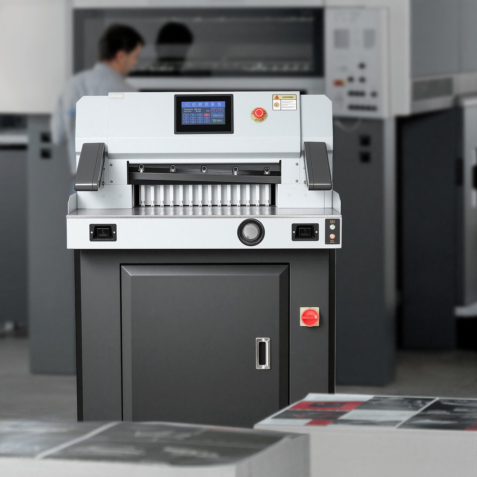 VEVOR Electric Paper Cutter, 1100W Heavy Duty Paper Cutter Machine With 20.28 in Cutting Width, 3.15 in Cutting Thickness, Electric Guillotine Trimmer with Casters and 7 in Touchscreen, for Print Shop