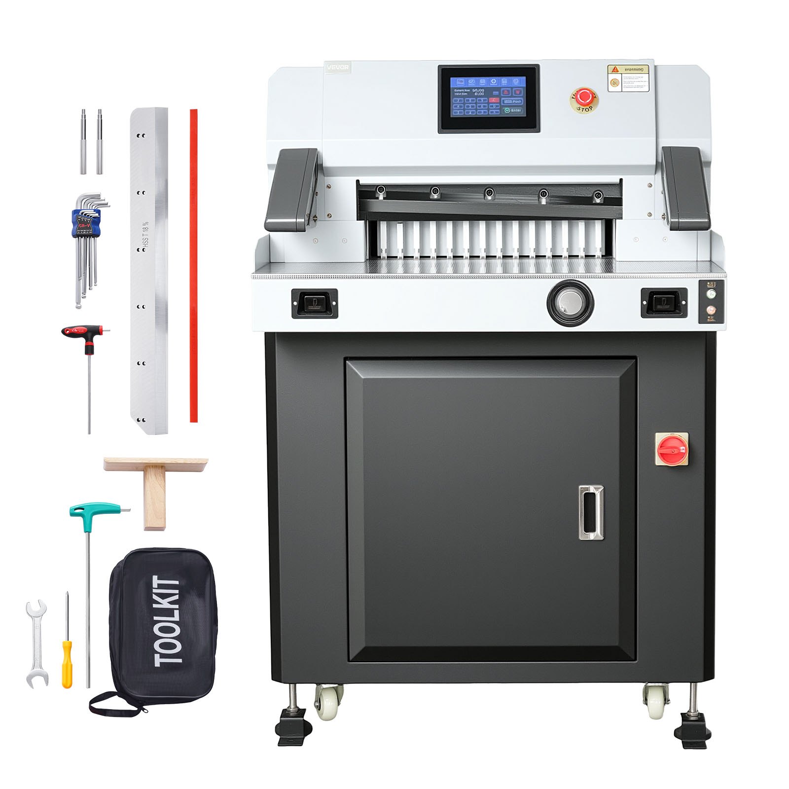 VEVOR Electric Paper Cutter, 1100W Heavy Duty Paper Cutter Machine With 20.28 in Cutting Width, 3.15 in Cutting Thickness, Electric Guillotine Trimmer with Casters and 7 in Touchscreen, for Print Shop