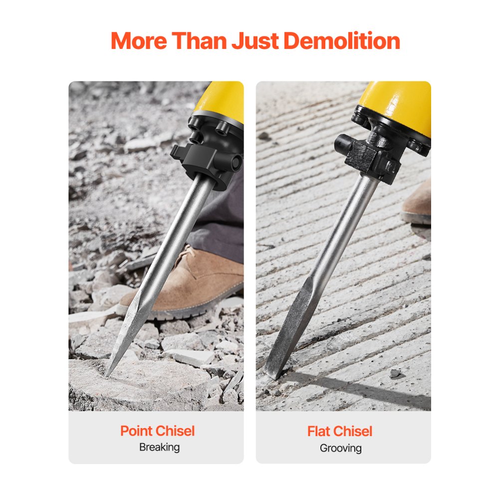 VEVOR Demolition Jack Hammer, 2200W Electric Jackhammer Heavy Duty, 1350 BPM Jack Hammer Concrete Breaker, with 1 Point Chisel, 1 Flat Chisel, Storage Case, Gloves and Goggles, for Demolition