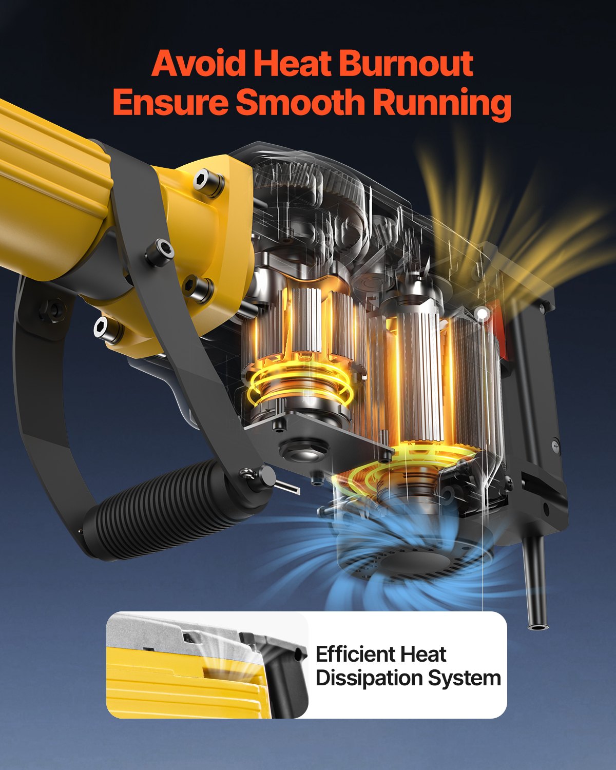 VEVOR Demolition Jack Hammer, 2200W 1350 BPM Jack Hammer Concrete Breaker, Heavy Duty Electric Jack Hammer 4pcs Chisels Bit with Gloves, 360° Swiveling Front Handle for Trenching and Breaking Holes