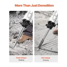 VEVOR Demolition Jack Hammer, 3500W Jack Hammer Concrete Breaker, 2pcs Chisel with Gloves & 360°C Swiveling Front Handle for Trenching, 1900 BPM Heavy Duty Electric Jack Hammer, Black