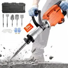 VEVOR Demolition Jack Hammer, 2200W Electric Jackhammer Heavy Duty, 1440 BPM Concrete Breaker 6pcs Chisels Bit Chipping with Case