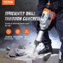 construction worker using VEVOR demolition jack hammer to break concrete with specs: 3500w, 1900bpm, 60j.