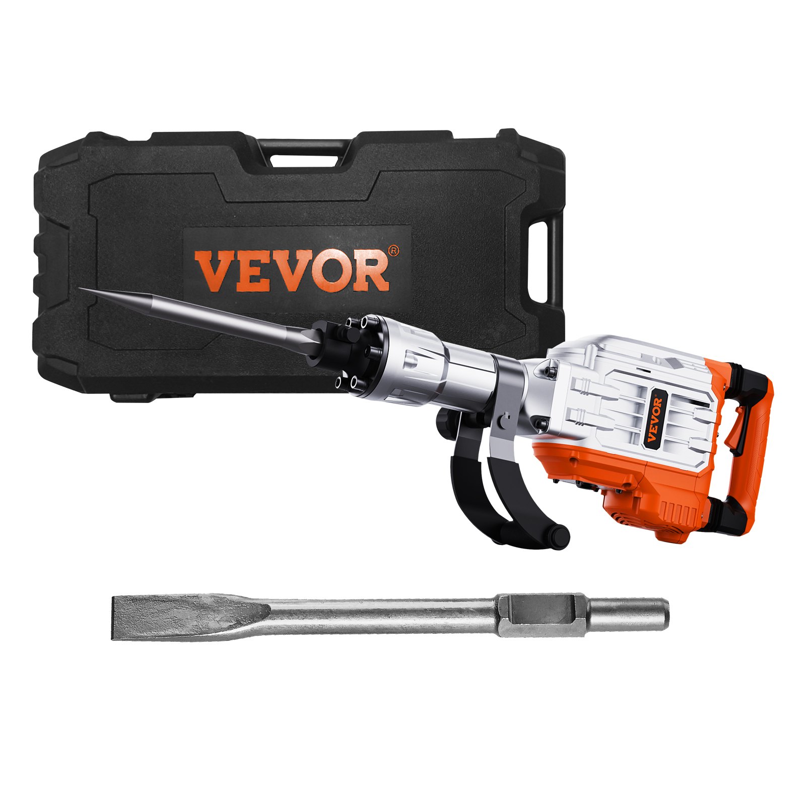 VEVOR Demolition Jack Hammer, 3500W Jack Hammer Concrete Breaker 1900 BPM Heavy Duty Electric Jack Hammer, 2pcs Chisel with Gloves & 360°C Swiveling Front Handle for Trenching and Breaking Holes