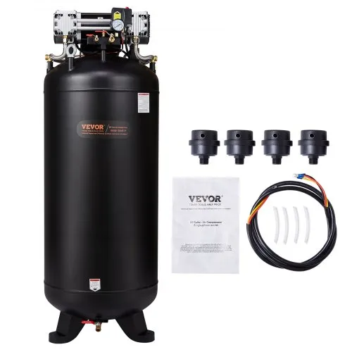 VEVOR 80 Gallon Air Compressor, 6.5HP 15.5SCFM@90 PSI, 145PSI Oil Free Stationary Air Compressor Tank, 86dB Ultra Quiet Compressor for Industrial Manufacturing, Construction Sites, Auto Repair