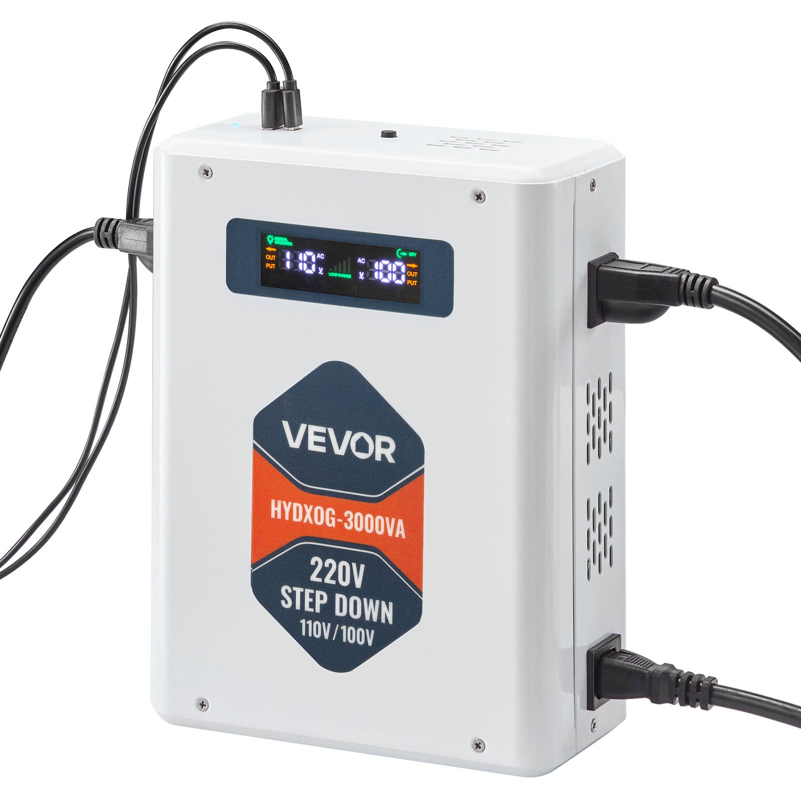 VEVOR Step Down Voltage Converter, 3000VA, Heavy Duty Voltage Power Converter, 220V to 110V Power Transformer, with 2 US Outlets, USB Output, LCD Display, Temperature Protection, for 110V Appliances