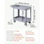VEVOR Utility Cart, 550 lbs Capacity, 2 Tier Service Cart with 360° Swivel & Fixed Wheels (2 with Brakes), Heavy Duty Plastic Rolling with Storage Tray, Tool Storage for Garage Warehouse Workshop