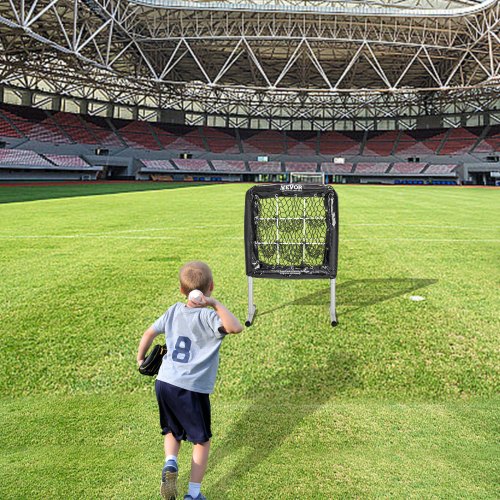 VEVOR 9 Hole Baseball Net, 21"x29" Softball Baseball Training Equipment For Hitting Pitching Practice, Heavy Duty Height Adjustable Trainer Aid With