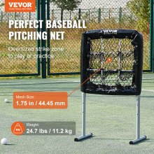 Baseballová síť VEVOR s 9 jamkami, 28" x 27" softballové baseballové vybavení pro trénink nadhazování, výškově nastavitelná trenérská pomůcka pro vysoké zatížení s úderovou zónou a 4 kolíky na zemi, pro dospělé mládež